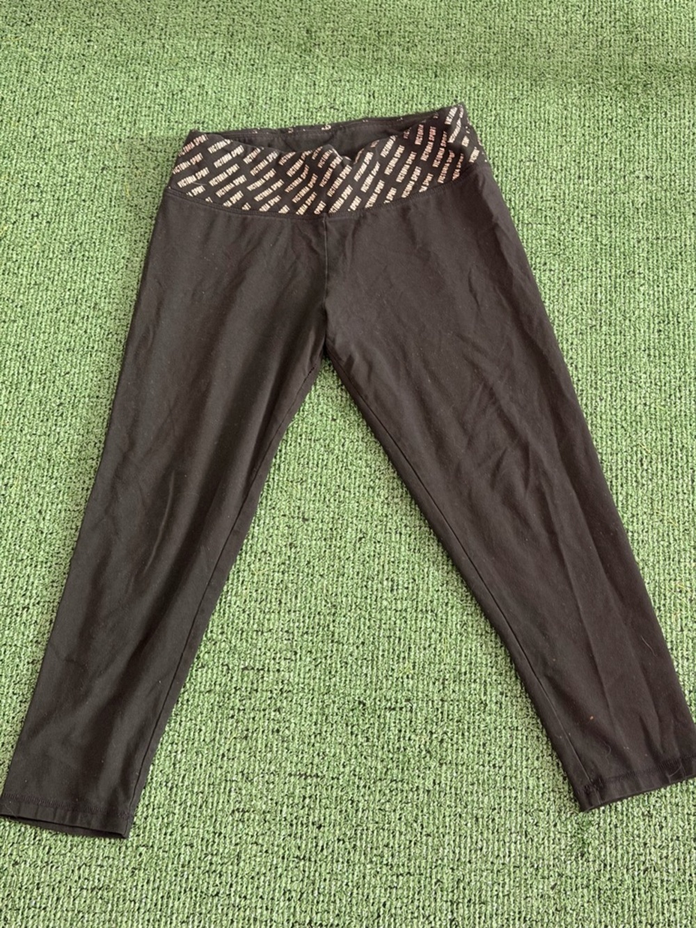Victoria's Secret Black Leggings with Logo-Print Waistband